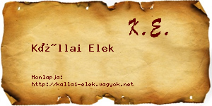 Kállai Elek névjegykártya